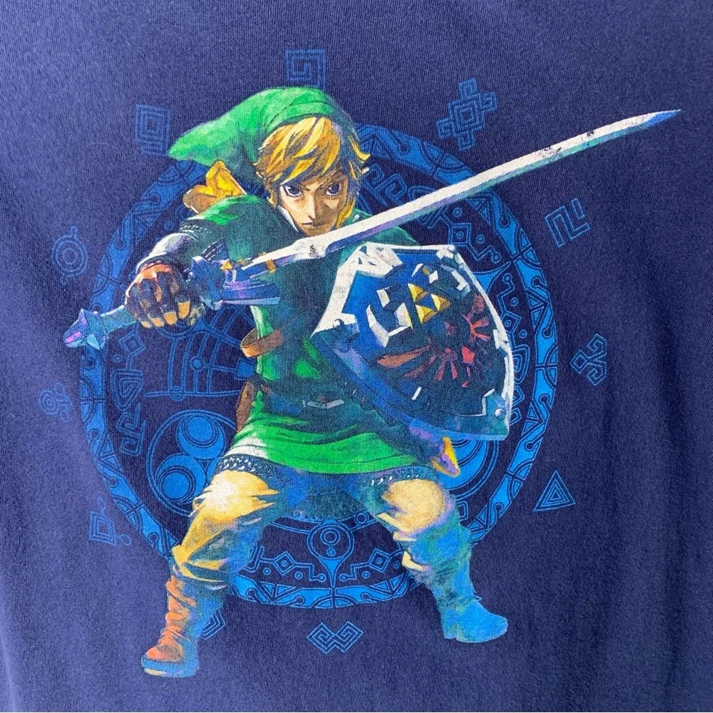 Nintendo Boy's Blue Legend of Zelda Link T-Shirt Short Sleeve Size Medium